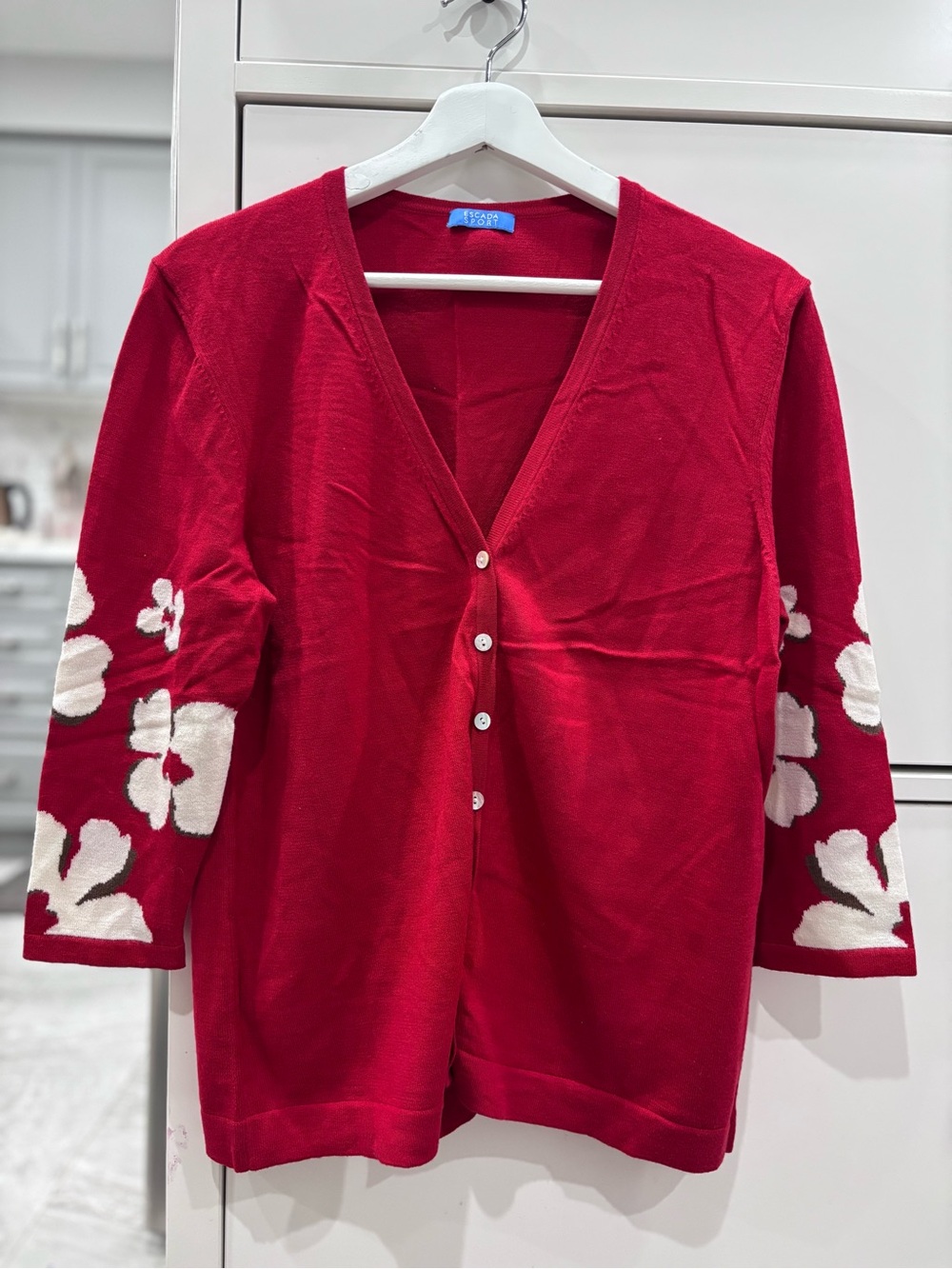 ESCADA sport Red Floral Sleeve Button Cardigan